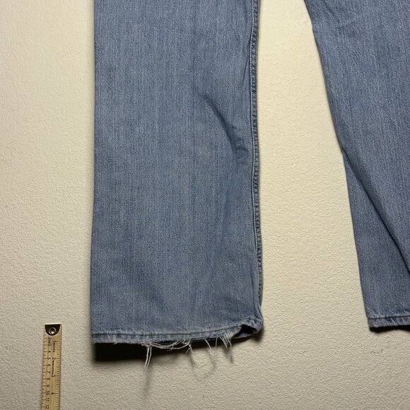 Levi 527 Blue Denim Jean Pant Men 40x32 Blue Cowboy Work Bootcut Ripped Western - Picture 3 of 11